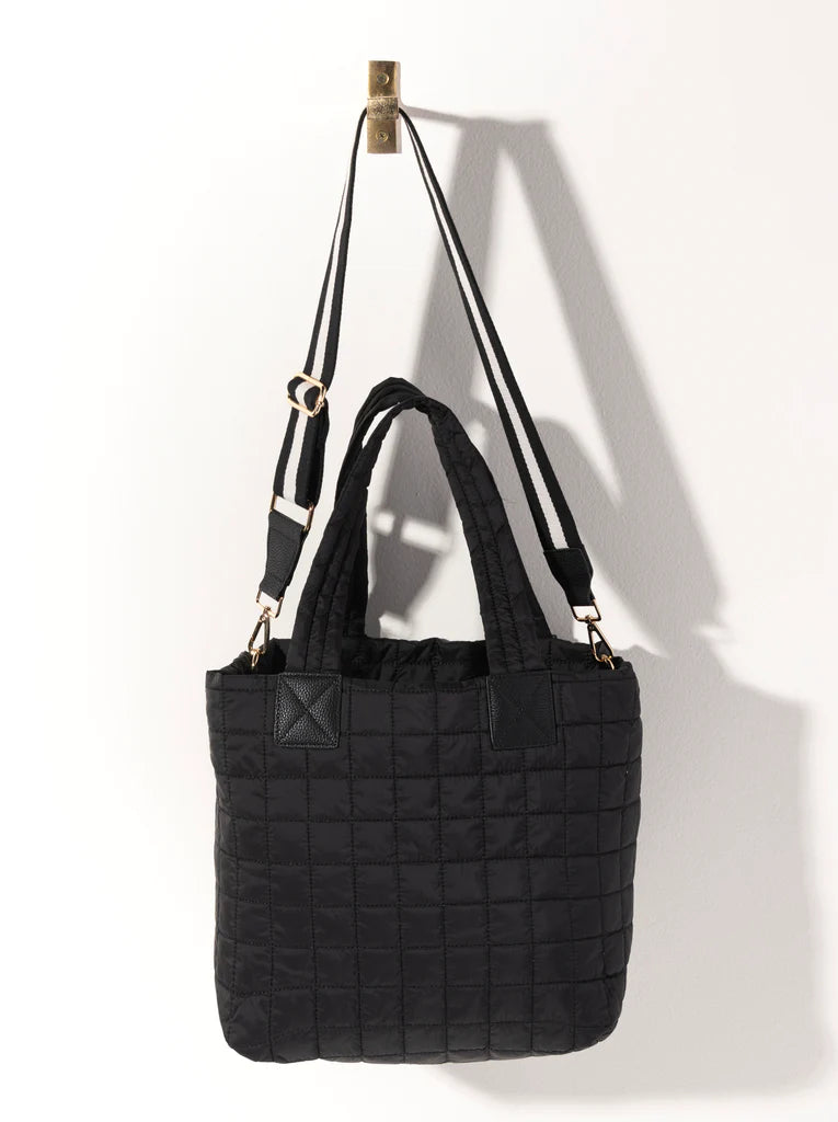 Shiraleah Ezra Quilted Nylon Toe Bag- Black