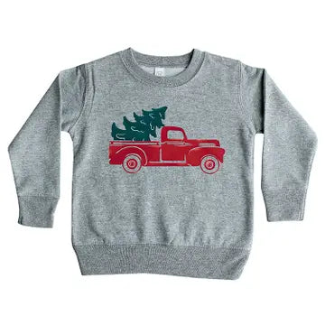 Sparkle Sisters Christmas Truck Sweatshirt- Grey