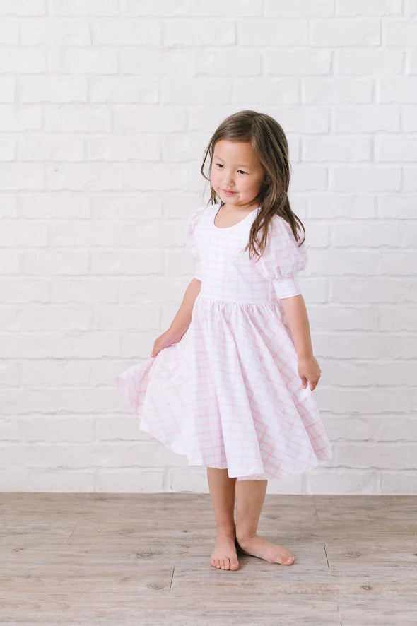 Ollie Jay Puff Sleeve Dress Pink Picnic