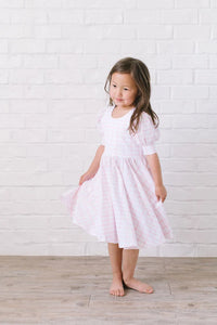 Ollie Jay Puff Sleeve Dress Pink Picnic