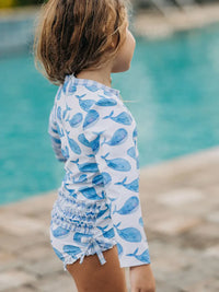 Sugar Bee Clothing Ruffle Bottom Swimsuit Whales