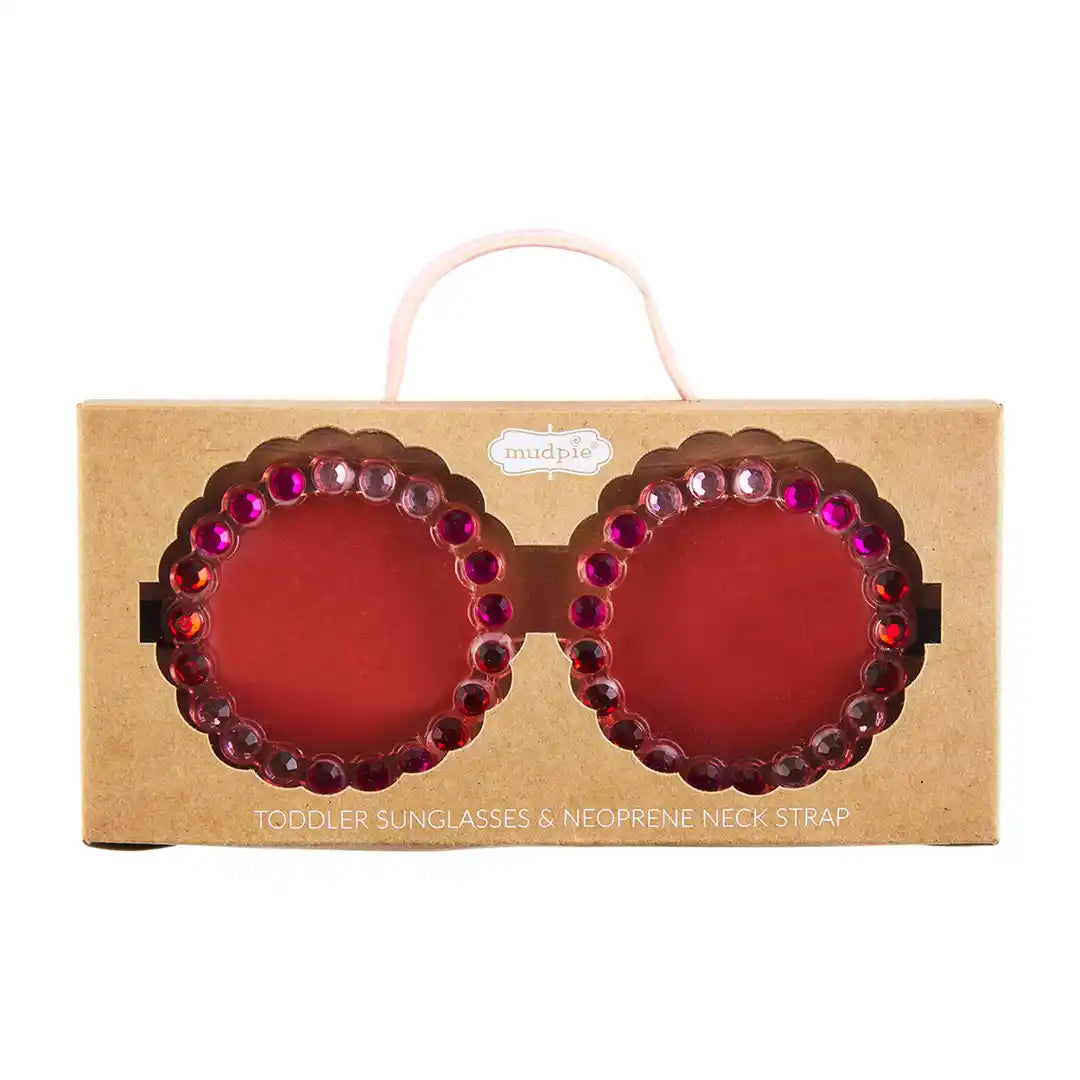 Mud Pie Toddler Sunglasses and Neoprene Strap Round with Gems