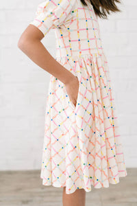 Ollie and Jay Puff Dress Squiggle Print