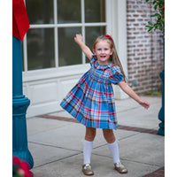 Nanducket Avery Tartan Twirl Smocked Dress