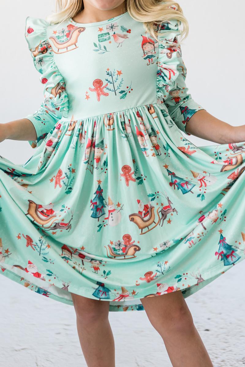 Mila & Rose Believe in your Elf Ruffle Twirl Dress