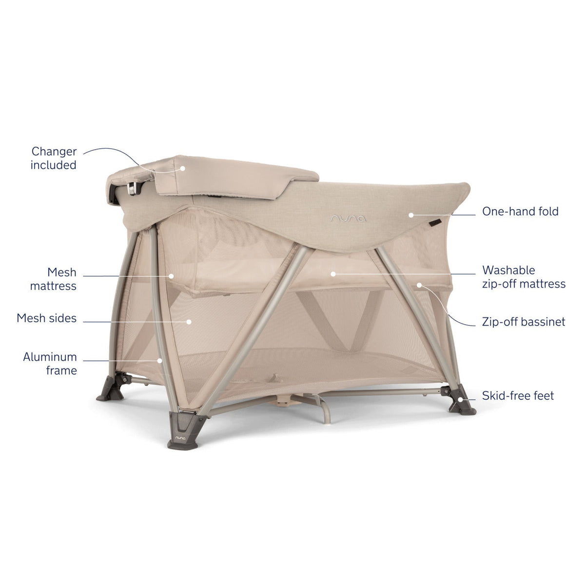 Nuna Sena Aire Playard with Zip-Off Bassinet + Changer