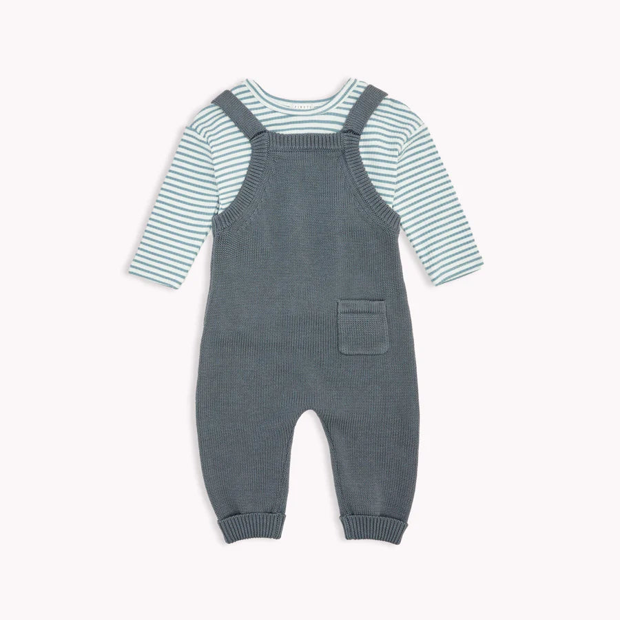 Petit Lem Cadet Grey Sweater Knit Overall Set