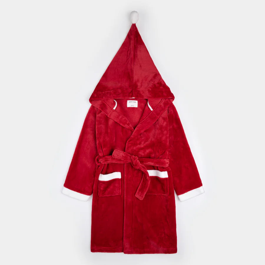 Petit Lem Scarlet Holiday Plush Hooded Robe | Red