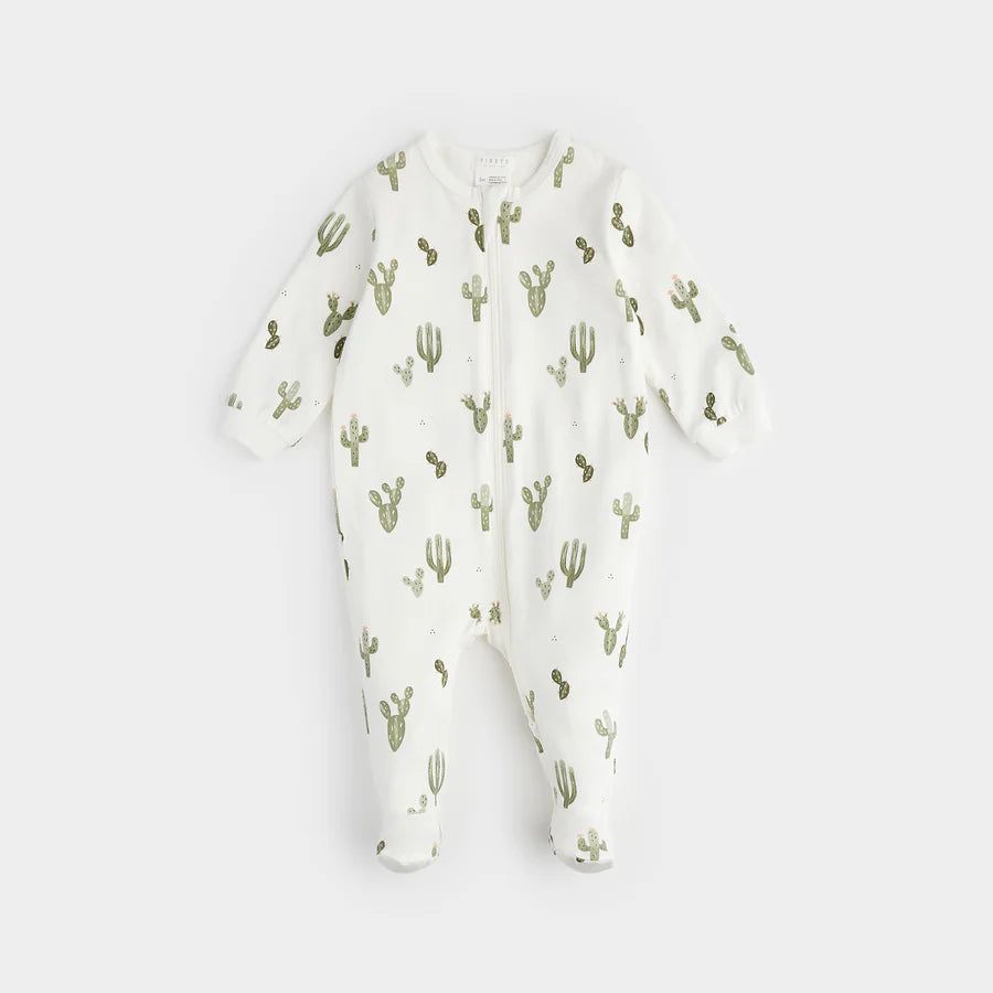 Firsts by Petit Lem I Cactus Print Footed Sleeper