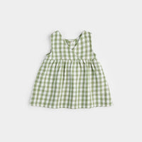 Petit Lem Gingham Cross Hatch Linen Woven Dress