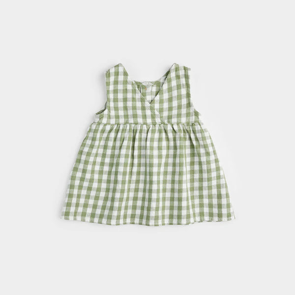 Petit Lem Gingham Cross Hatch Linen Woven Dress