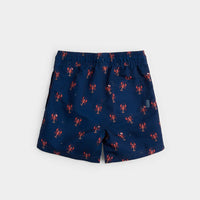 Petit Lem Lobster Print On Navy Swim Trunk