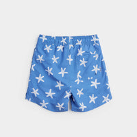 Petit Lem Starfish Print On Riviera Blue Swim Trunks