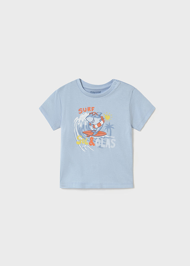 Mayroal Baby Blue Surfing Shark T-Shirt