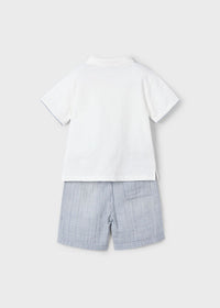 Mayoral Polo & Sear Sucker Shorts Set