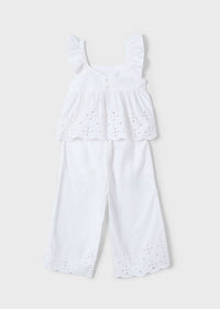 Mayoral Girl Two Piece Eyelet Blouse and Pant Set