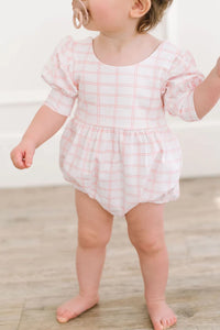 Ollie Jay Puff Romper in Pink Picnic