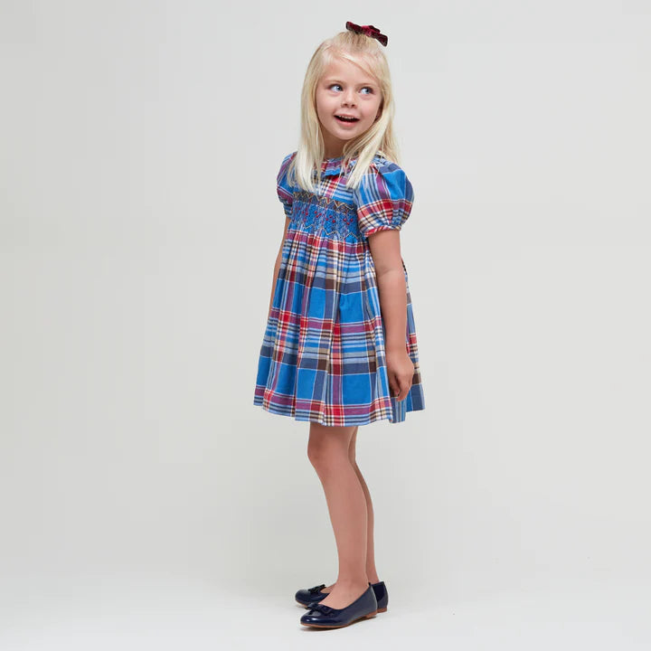 Nanducket Avery Tartan Twirl Smocked Dress