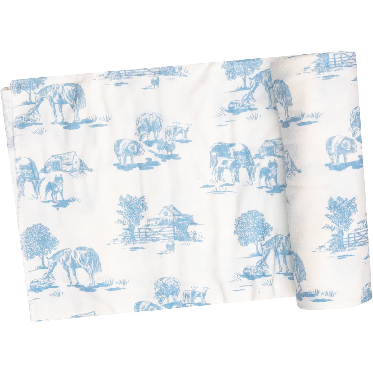 Angel Dear Farm Toile Blue Swaddle Blanket