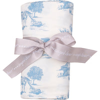 Angel Dear Farm Toile Blue Swaddle Blanket