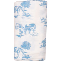 Angel Dear Farm Toile Blue Swaddle Blanket