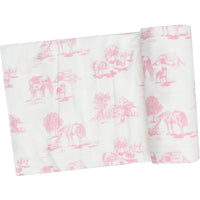 Angel Dear Farm Toile Pink Swaddle Blanket