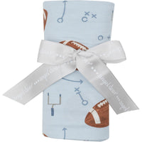 Angel Dear Footballs Blue Swaddle Blanket