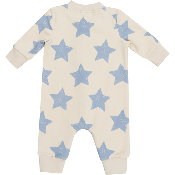 Angel Dear French Terry Sketchy Stars Blue Baseball Collar Romper