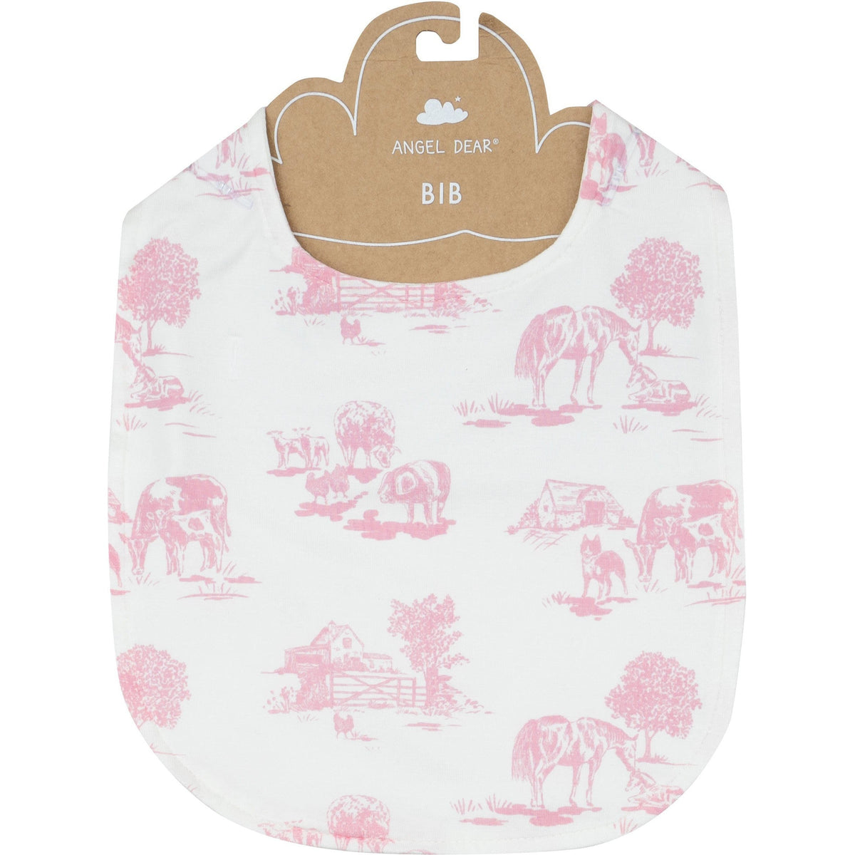 Angel Dear Farm Toile Pink Feeding Bib