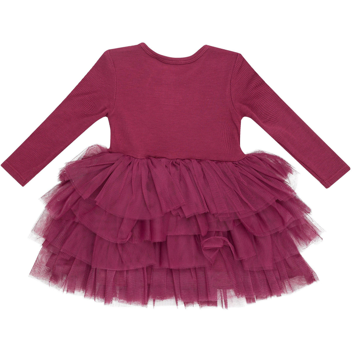 Angel Dear Ribbed Rose Bud  L/S Layered Tulle Dress