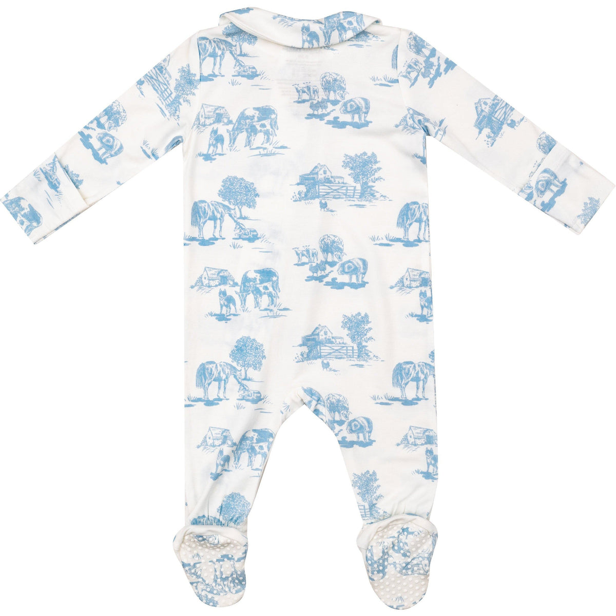 Angel Dear Farm Toile Blue Peter Pan 2-Way Zipper Footie