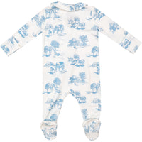 Angel Dear Farm Toile Blue Peter Pan 2-Way Zipper Footie