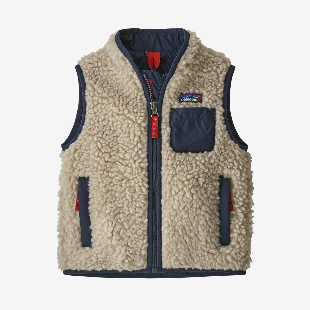 Baby Retro-X® Fleece Vest Natural w/New Navy