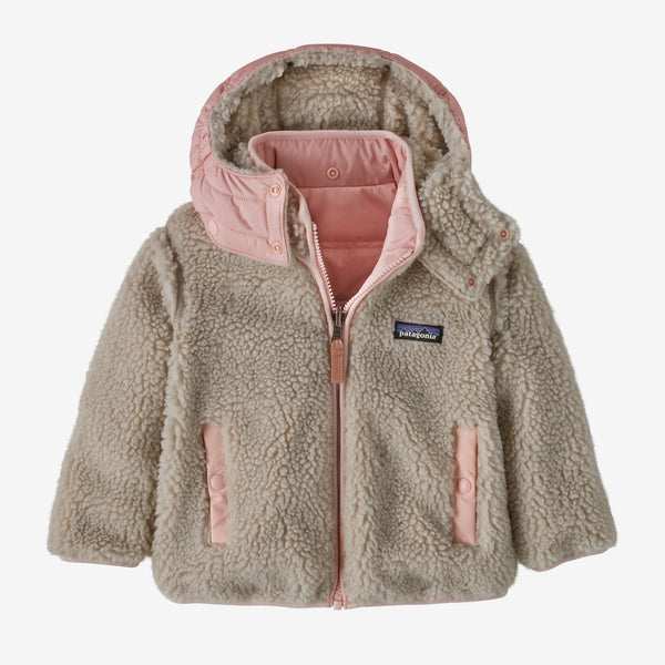 Patagonia Baby Reversible Tribbles Hoody New Navy w/Mallow Pink