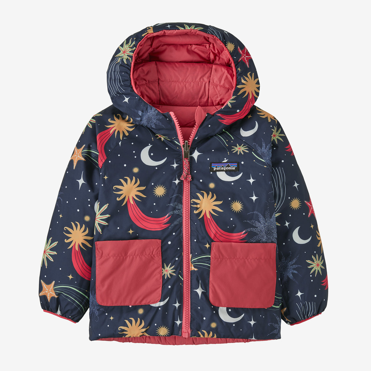 Baby Reversible Down Sweater™ Hoody Cosmic Sea: New Navy