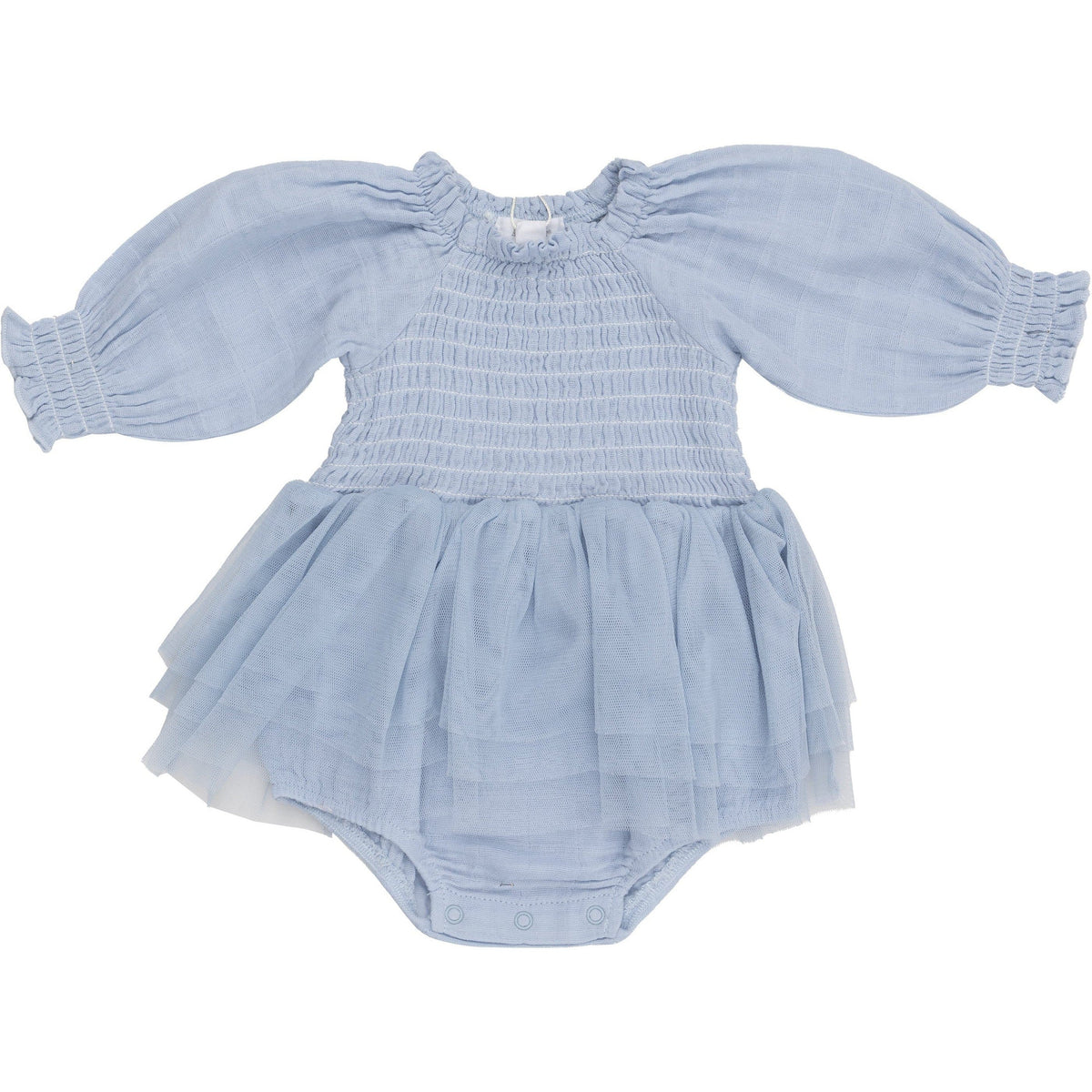 Angel Dear Dusty Blue Long Sleeve Long Sleeve Smocked Tutu Bubble