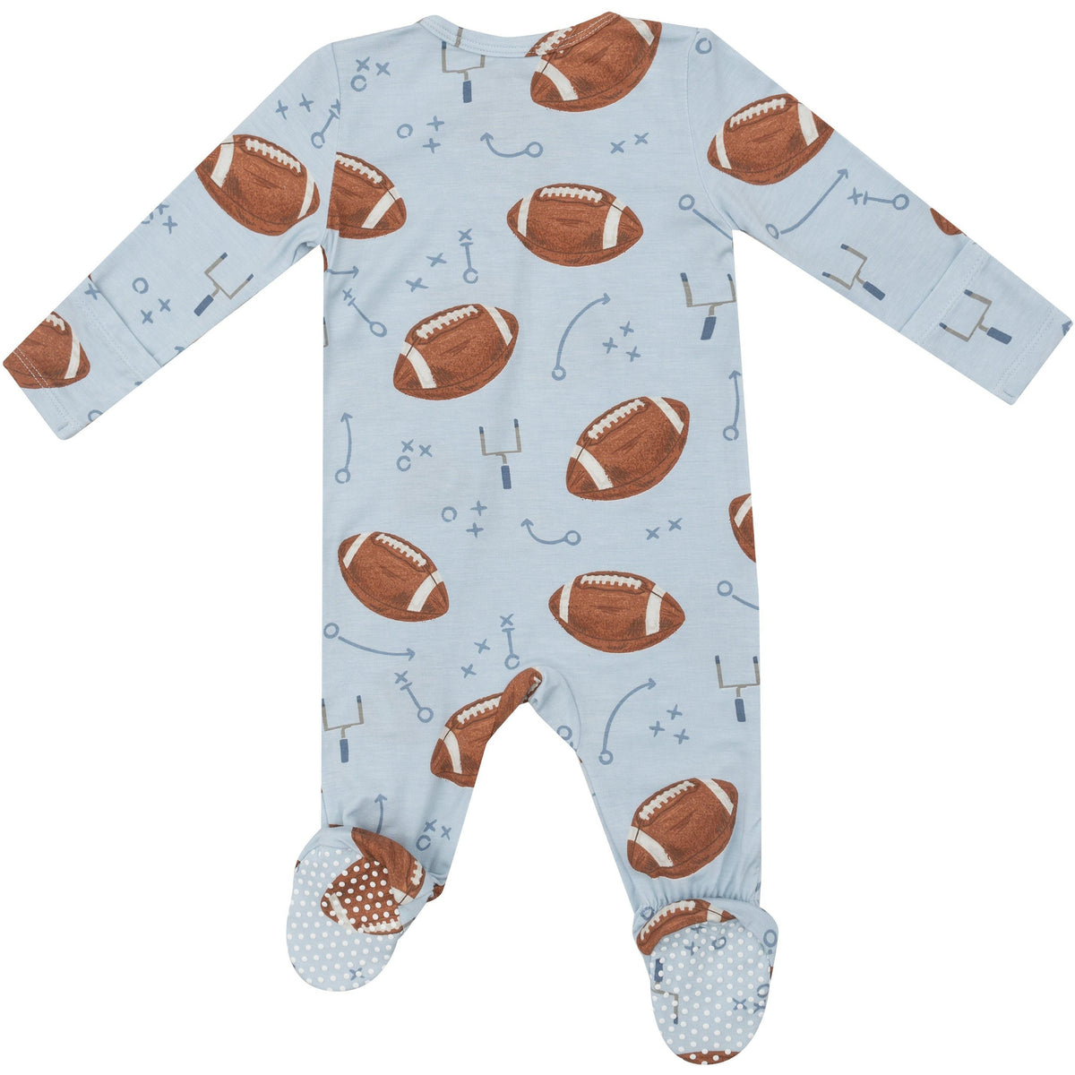 Angel Dear Footballs Blue 2-Way Zipper Footie