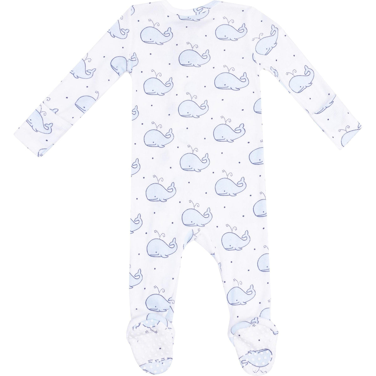 Angel Dear Bubbly Whale Blue Ribbed 2-Way Zipper Footie