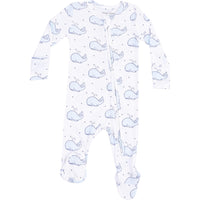 Angel Dear Bubbly Whale Blue Ribbed 2-Way Zipper Footie