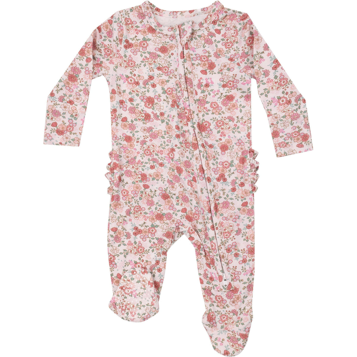 Angel Dear Pretty Calico 2-Way Zipper Ruffle Back Footie