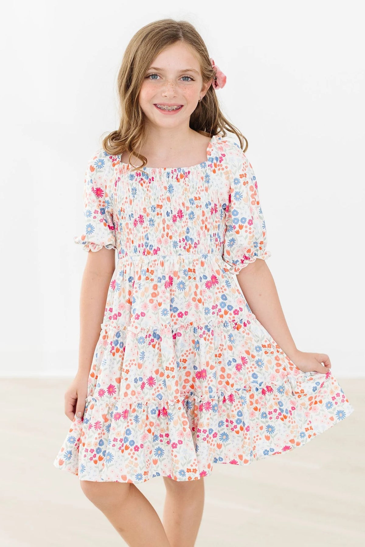 Mila & Rose Smocked Ruffle Dress- Meadow Magic