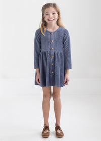 Mabel and Honey Cornflower Blue Corduroy long Sleeve Dress