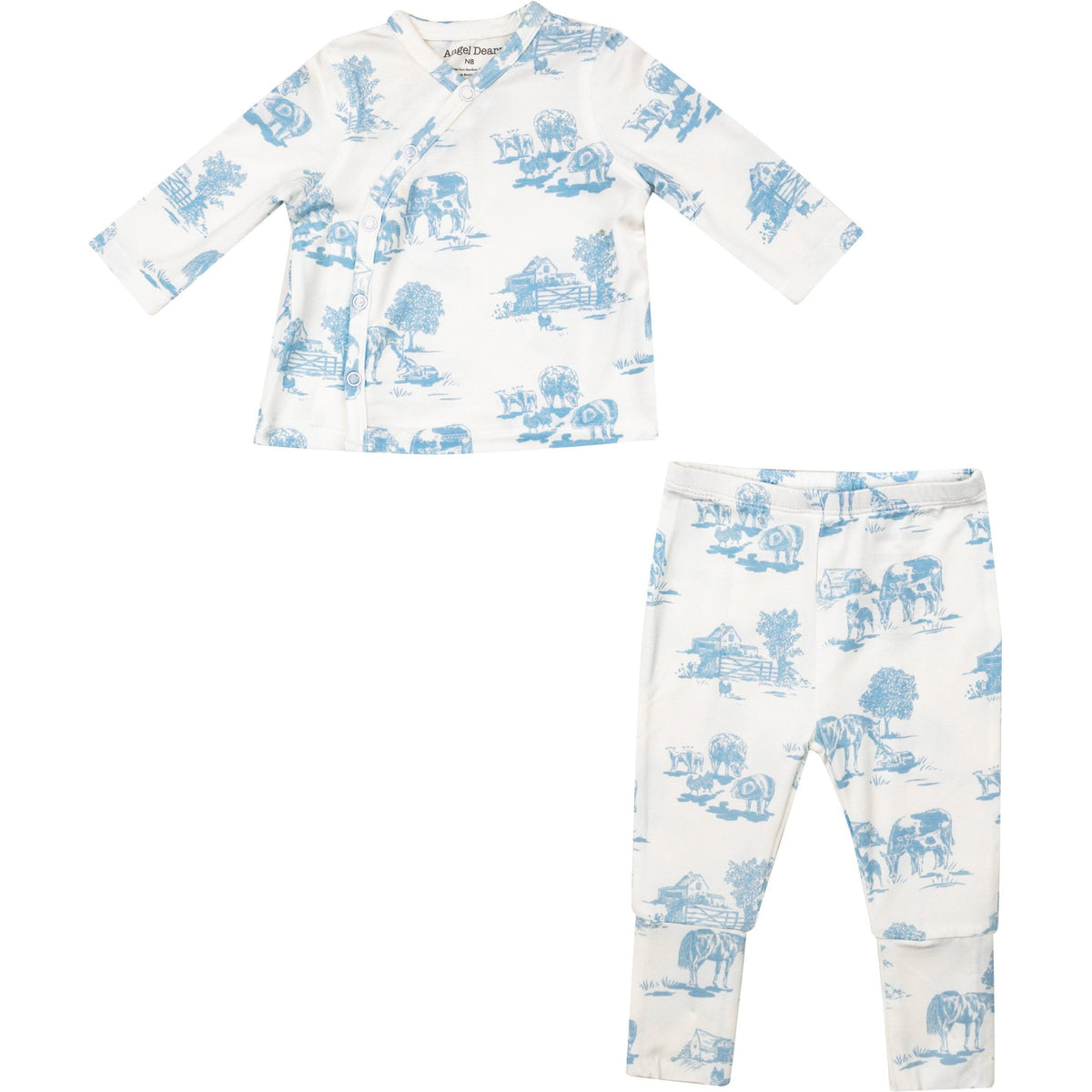 Angel Dear Farm Toile Blue Take Me Home Set with Roll Over Cuff Pant