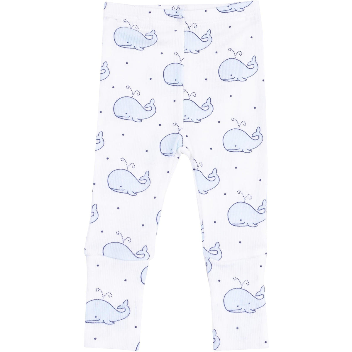 Angel Dear Bubbly Whale Ribbed Take Me Home Set with Roll Over Cuff Pant | Blue