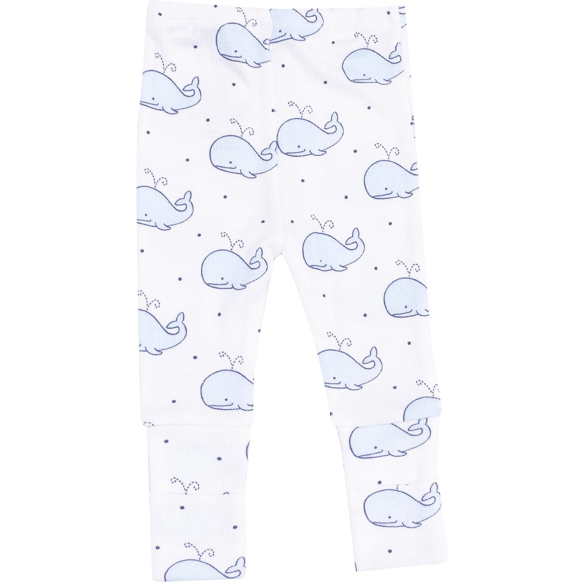 Angel Dear Bubbly Whale Ribbed Take Me Home Set with Roll Over Cuff Pant | Blue