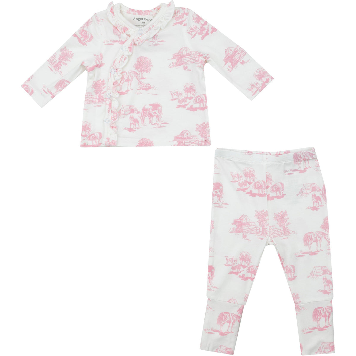 Angel Dear Farm Toile Pink TMH Set with Roll Over Cuff Pant