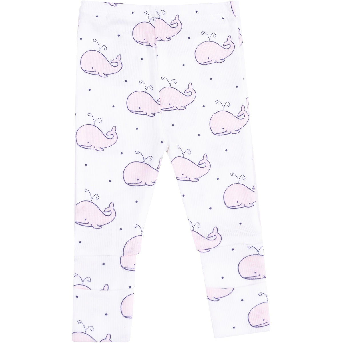 Angel Dear Bubbly Whale Ribbed Take Me Home Set with Roll Over Cuff Pant | Pink