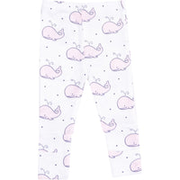 Angel Dear Bubbly Whale Ribbed Take Me Home Set with Roll Over Cuff Pant | Pink