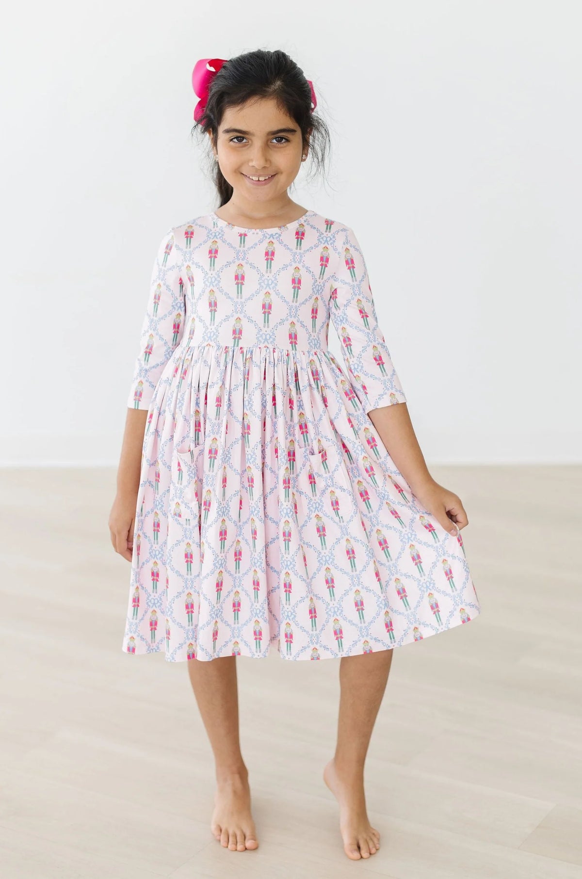 Mila & Rose Pink Nutcracker 3/4 Sleeve Pocket Twirl Dress