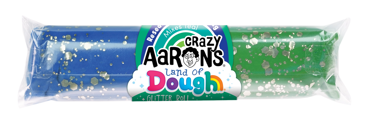 Crazy Aaron's Green Blue Glitter Play Dough Roll